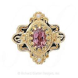 GS345 PT/PL - 14 Karat Gold Slide with Pink Tourmaline center and Pearl accents 